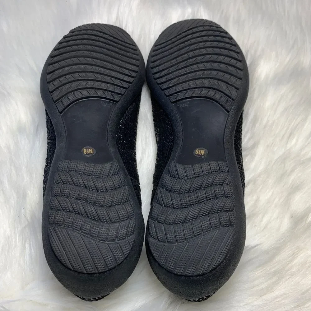 Sesto Meucci Black Metallic Slip-On Flats Sz‎ 8.5N